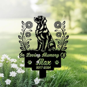 Personalized Golden Retriever Dog Grave Marker, Custom Dog Memorial Stake, Golden Retriever Garden Sign, Dog Loss Stake, Remembrance Stake