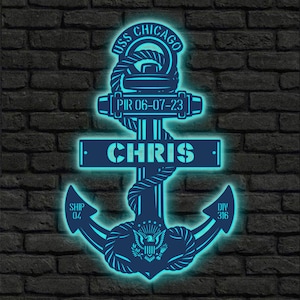 Personalized Navy Anchor Metal Sign, Flag Anchor,PIR Anchor Decor,Navy Graduation Gift,Navy Bootcamp,Sailor Gift Metal Anchor Sign Xmas Gift