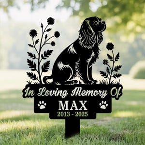 Personalized Cavalier King Charles Spaniel Grave Marker, Custom Dog Memorial Stake, Cavalier King Charles SpanielGarden Sign, Dog Loss Stake