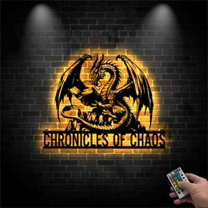 Custom Name Dragon Metal Sign, Personalized Dragon Metal Wall Art with LED Lights, Dragon lover Gift, Dragon Gifts Funny, Gift For Him