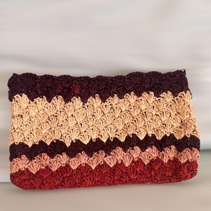 Handmade cosmetic bag travel organizer zipper beigetone pouch earbud accessory phonebag colorful cardholder wallet raffia purse gift for her
