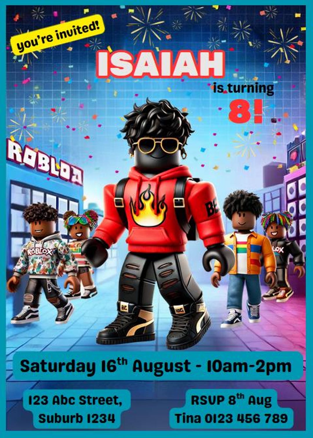 Editable Roblox Birthday Invitation – Canva Template – Kids Party ...