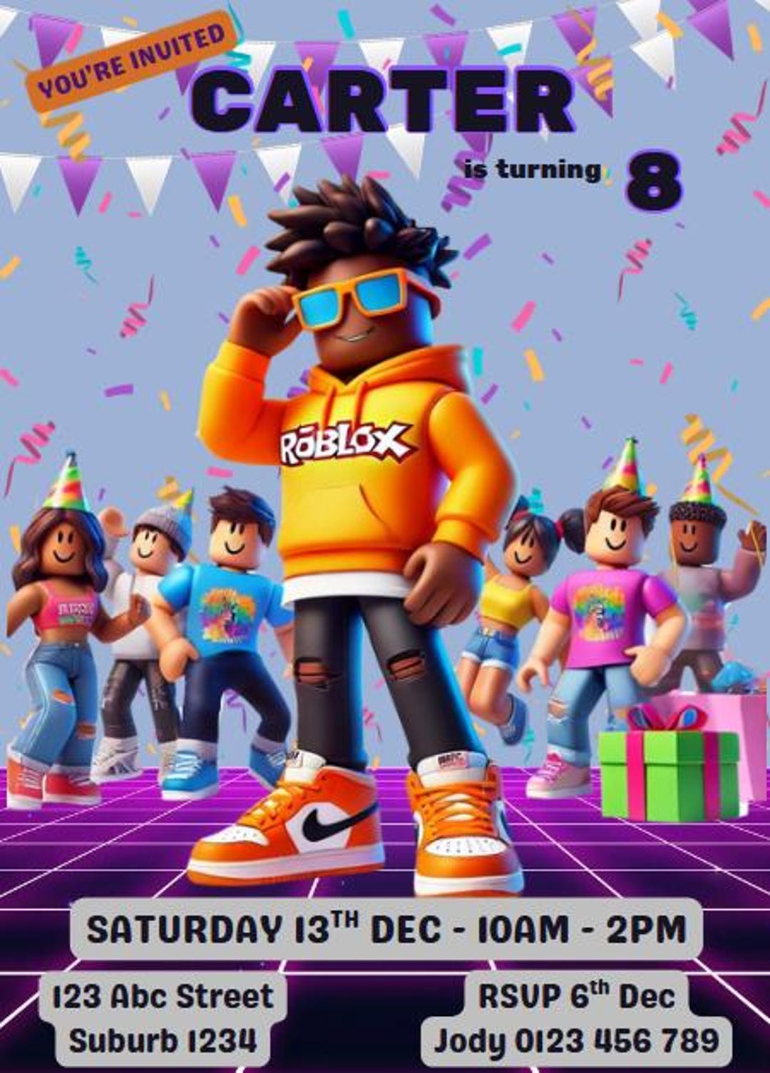Editable Roblox Birthday Invitation – Canva Template – Kids Party ...