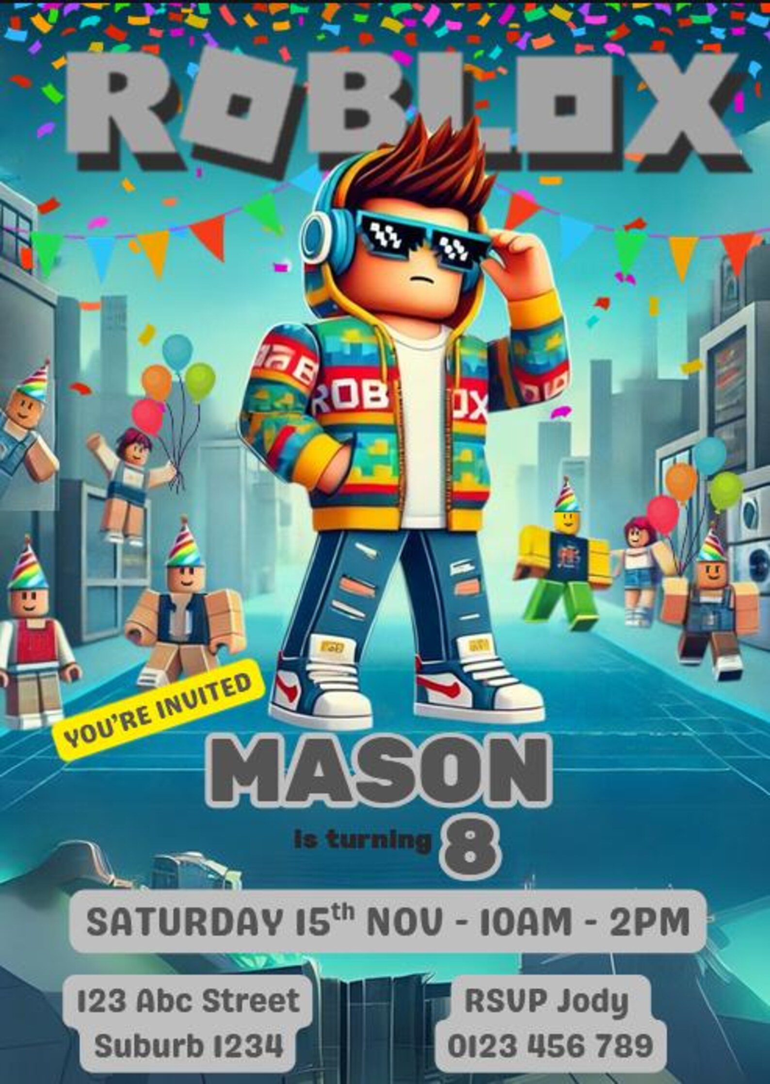 Editable Roblox Birthday Invitation – Canva Template – Kids Party ...