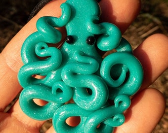 XL Metallic Teal Octopus Necklace