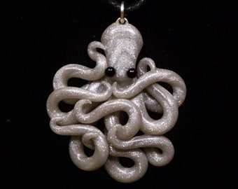 Holographic Glitter Octopus Necklace