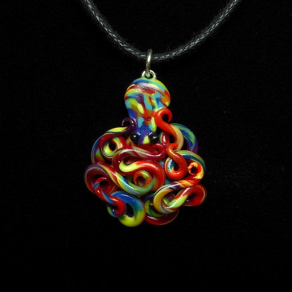 S Rainbow Tie-Dye Octopus Necklace