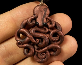 M Matte Metallic Bronze Octopus Pendant