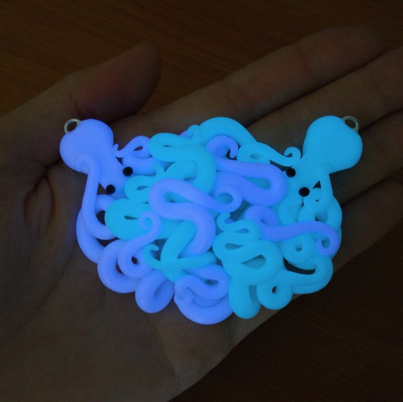 Large Hugging Glow In The Dark Octopus Necklace image 1