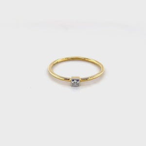 18k Gelbgold Diamant Ring, zierlicher Stapelring
