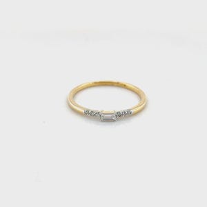 18k Gelbgold Diamant Ring, zierlicher Stapelring