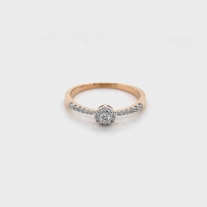 18k Rose Gold Diamond Ring, Dainty Stacking Ring