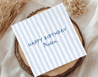 Personalized Happy Birthday Beverage Napkins, Paper Party Supplies, Cocktail 3ply, Table Decorations