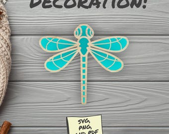 Dragonfly SVG File: Laser Cut Ornament, 2-Layer Design (PDF, PNG)