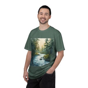 Forest River Painting T-Shirt | Scenic Woodland Stream