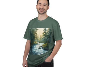 Forest River Painting T-Shirt | Scenic Woodland Stream