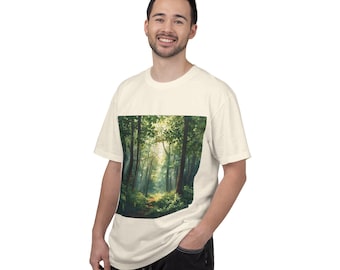 Sunlit Forest Path T-Shirt | Woodland Nature Scenery