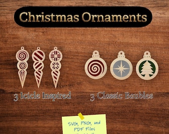 Christmas Ornament SVG Bundle: Icicle & Bauble Designs (PDF, PNG)