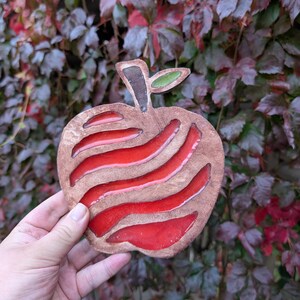 Handcrafted Maple Wood & Resin Apple Decoration: Fall Decor