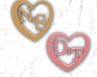 Personalized heart decoration with custom initials - pink or sandstone