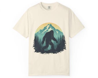 Sasquatch Mountain Trek T-Shirt | Bigfoot Forest Silhouette