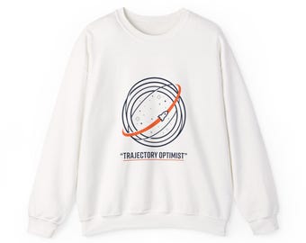 Trajectory Optimist Sweatshirt | Minimalist Rocket Orbit Graphic Crewneck