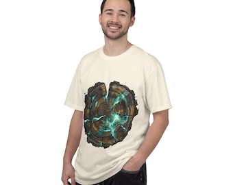 Glowing Tree Ring Print T-Shirt | Turquoise Wood Cross-Section Tee