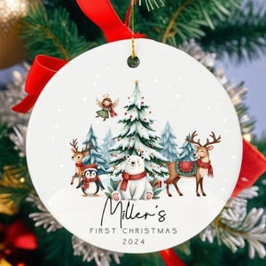 Baby First Christmas Ornament 2024, Baby Girl&#39;s First Christmas Ornament, Christmas Gift, Baby Goddaughter Girl Ceramic Ornament Keepsake