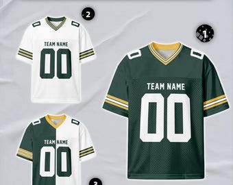 Custom Green Yellow White Football Jersey Personalized Name & Number, Modern Sport Jersey, Team Uniform Shirt, Unisex Fan Gift