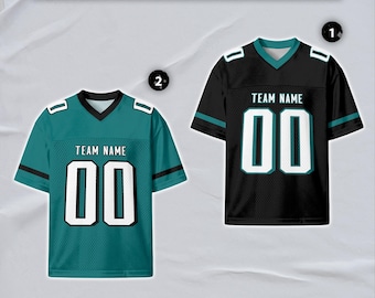 Custom Mint Black Football Jersey Personalized Name & Number, Modern Sport Jersey, Team Uniform Shirt, Unisex Fan Gift