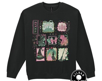 Retro Wicked Sweatshirt, Wizard Defying Gravity Sweater, Pink Green Musical TShirt, Elphaba Glinda Shirt, Wizard Movie Fan TShirt