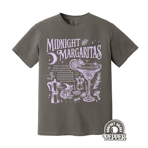 Midnight Margaritas Comfort Colors Shirt, Tequila Shirt, Witchy Tee, Margarita Halloween Shirt, Gifts for Halloween, Bookish Merch