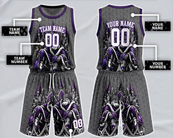Custom Basketball Set Jersey, Old King Design, Basketball Matching Fan Uniform, Personalized Team Jersey Adult Youth