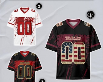 Custom Football Jersey, Black Vintage USA Flag Crimson-Cream Design, Personalized Name Number Team Logo for Men Women Uniform Fan Gift