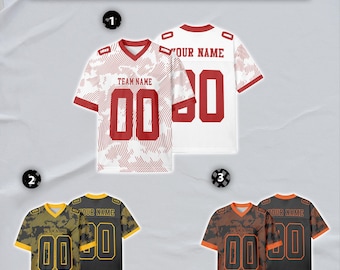 Custom Football Jersey, White-Red Design, Personalized Name Number Team Logo for Men Women Uniform Fan Gift