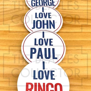 Beatles Pin/Button I Love John, Paul, George, Ringo Vintage Style!