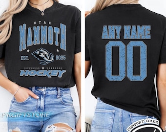 Personalisiertes Utah Mammut-Sweatshirt, Utah Mammoth Rundhalsausschnitt, Utah Hockey-Shirt, kundenspezifisches Hockey-Shirt, Hockey-Nummern-Shirt
