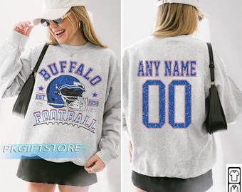 Bluza z kapturem w stylu vintage z motywem futbolu amerykańskiego Buffalo, bluza z kapturem z okrągłym dekoltem Buffalo Bill, Buffalo Nowy Jork, prezent dla fana Buffalo Bill, niedzielny futbol amerykański