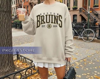 Sudadera vintage de hockey de Boston, jersey de cuello redondo de los Boston Bruins, camiseta de hockey de Boston, sudadera con capucha de los Bruins