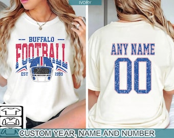 Bluza w stylu vintage z motywem futbolu amerykańskiego Buffalo, bluza z okrągłym dekoltem Buffalo Bill, bluza z kapturem Bill, bluza z kapturem Buffalo New York, koszulka z prezentem dla fana Buffalo