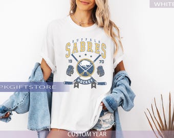 Comfort Colors® Vintage Buffalo Sabre T-shirt, Buffalo Hockey T-shirt, Sabres T-Shirt, Hockey Fan Shirt, Retro Buffalo Ice Hockey