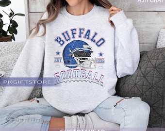 Bluza w stylu vintage z motywem futbolu amerykańskiego Buffalo, bluza z okrągłym dekoltem Buffalo Bill, bluza z kapturem Bill, bluza z kapturem Buffalo New York, koszulka z prezentem dla fana Buffalo