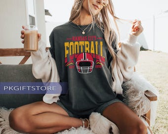 Comfort Colors® Kansas City Football Vintage Sweatshirt T-Shirt hoodie, Kansas City Football Crewneck, Football Sweatshirt, Kansas City Fan