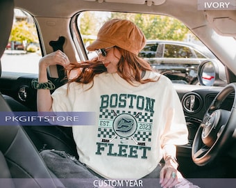 Sudadera de cuello redondo Boston Fleet de Comfort Colors®, sudadera de hockey de Boston, sudadera de hockey para mujer, sudadera retro de los 90 Fleet