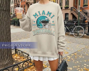 Miami Football Vintage Style Sweatshirt, Retro Miami Football Crewneck, Miami Football TShirt, Miami Football Gift