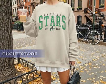 Dallas Stars Sweatshirt Crewneck, Vintage Stars tee, Dallas Hockey Fan shirt, Hockey Tee, Stars Hockey Sweater
