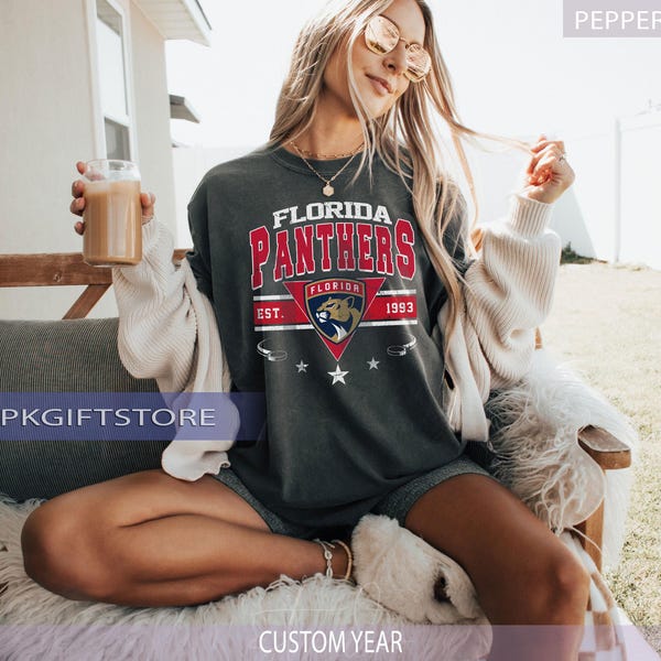 Florida Panthers Vintage Comfort Colors® hockey shirt for adults t-shirt, cozy hockey fan outfit, inspired team style,casual hockey fanwear