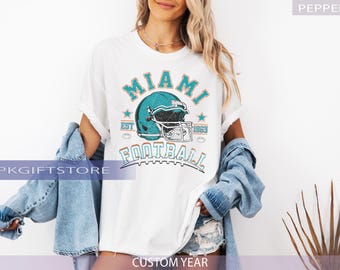 Camiseta de fútbol de Miami con colores clásicos y cómodos®, cuello redondo retro de fútbol de Miami, regalo de fútbol de Miami