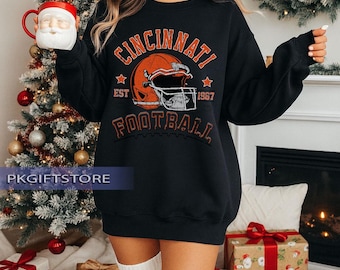Cincinnati Football Vintage Style Crewneck T-Shirt, Cincinnati Football Crewneck, Football Hoodie, Cincinnati Fan Gifts