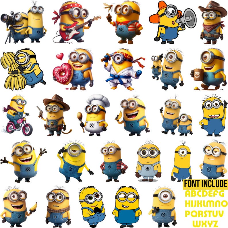 Minions PNG Bundle, Minions Png, Kevin Png, Stuart Png, Gru Svg,cute ...